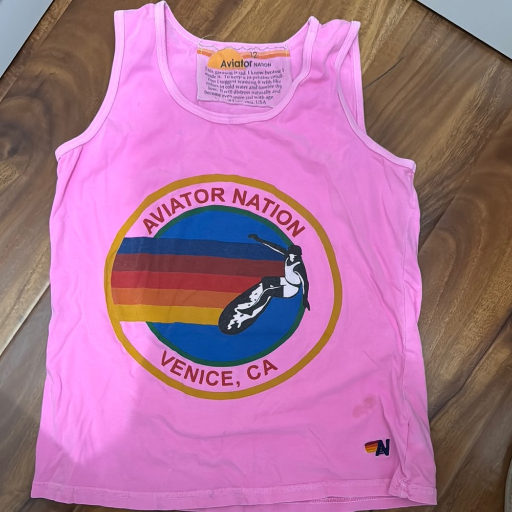 Aviator Nation Pink Graphic Tank size 12 girls